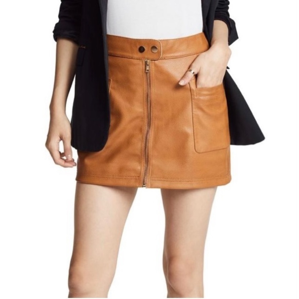 Free People Vegan Leather Mini Skirt NWOT SZ 2